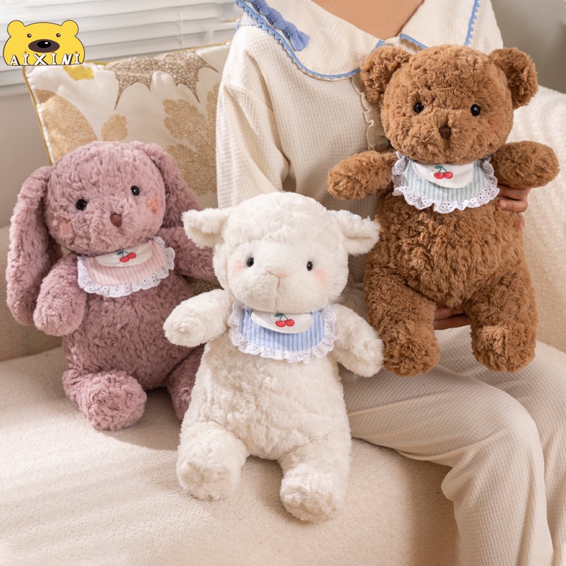 aixini-ตุ๊กตาหมีเท็ดดี้-กระต่าย-ผ้ากํามะหยี่ขนนิ่ม-สีขาว-แกะ-ตุ๊กตาของเล่น-หมอนสัตว์-สําหรับเด็ก-เด็กผู้หญิง-ของขวัญคริสต์มาส