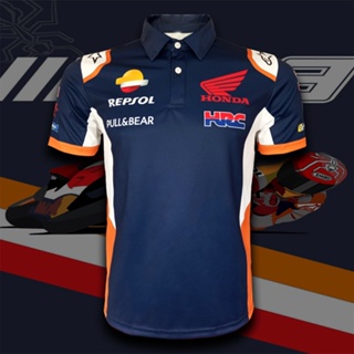 เสื้อPolo Moto GP ทีม Repsol-Honda เสื้อโปโล โมโตจีพี เรพโซล ฮอนด้า #MG0080 รุ่น Marc Marquez พิมพ์ทั้งตัว ไซส์ S-3XL