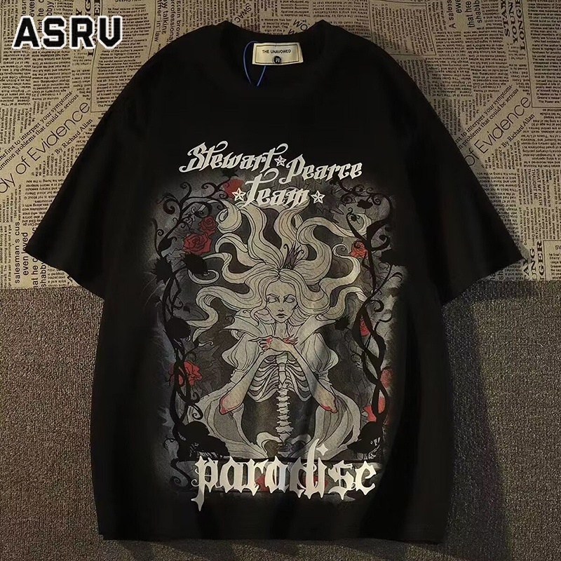 asrv-เสื้อยืด-เยาวชนยอดนิยมสไตล์เมืองแฟชั่นอินเทรนด์แบรนด์คอกลมแขนห้าส่วนชายใหม่อินเทรนด์มาตรฐาน-ins-เสื้อยืดญี่ปุ่น