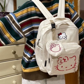 กระเป๋าเป้สะพายหลัง กระเป๋านักเรียน พิมพ์ลายแมวน่ารัก จุของได้เยอะ แฟชั่นเรโทร สําหรับเด็กผู้หญิง 2023 y2k