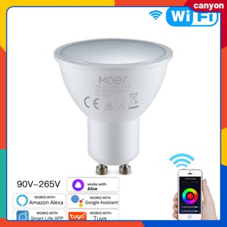 Tuya Wifi Smart Led Gu10 หลอดไฟ Rgbw C+w 5w หลอดไฟวิเศษหรี่แสงได้ Smart Life/tuya App รีโมทคอนโทรลทำงานร่วมกับ Alexa/google Home / Alice canyon