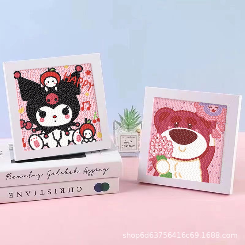 ใหม่-kawaii-sanrio-cinnamoroll-kuromi-hello-kitty-สตรอเบอร์รี่-หมี-แฮนด์เมด-diy-ของเล่นเด็ก-ภาพวาดเพชร-การ์ตูน-สําหรับเด็ก-ของขวัญ