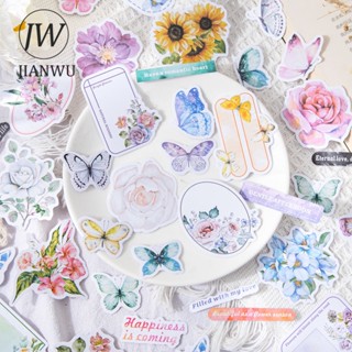 Jianwu สติกเกอร์ ลายผีเสื้อ ดอกไม้ 40 แผ่น สําหรับตกแต่งสมุด DIY