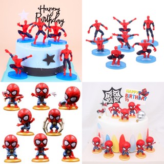 7 ชิ้น / เซต ของ Marvel Superhero Spider Man เค้กวันเกิด Topper การ์ตูนแอคชั่นฟิกเกอร์ของเล่นเด็ก ของขวัญเด็กอาบน้ําเด็ก อุปกรณ์เบเกอรี่