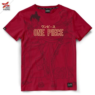 [S-5XL]เสื้อยืดวันพีช One Piece-1319 : LUFFY  [ สีกรม - สีแดง ]
