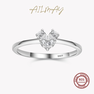Ailmay แหวนเงินสเตอร์ลิง 925 รูปหัวใจ หรูหรา เครื่องประดับแฟชั่น สําหรับผู้หญิง งานแต่งงาน