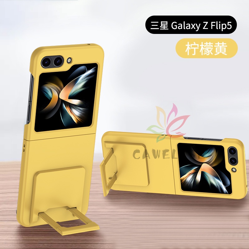 เคสโทรศัพท์มือถือ-pc-แข็ง-แบบบาง-กันกระแทก-พร้อมขาตั้ง-สีแคนดี้-สําหรับ-samsung-galaxy-z-flip-5-z-flip-4-z-flip-3