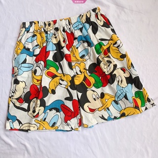 กางเกงขาสั้น เอวสูง ทรงหลวม ลายการ์ตูน Disney Mickey เหมาะกับเดินชายหาด แฟชั่นฤดูร้อน สไตล์ญี่ปุ่น สําหรับผู้หญิง