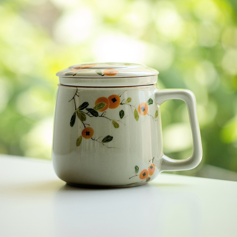persimmon-tea-cup-huayun-แก้วเซรามิค-แยกน้ําชา-พร้อมฝาปิด-หรูหรา-สําหรับสํานักงาน