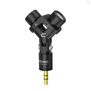 COMICA CVM-VS10 Mini Flexible XY Stereo Microphone Mic 3.5mm TRS Plug 90° Adjustable for  Action Camera DSLR Camera Black