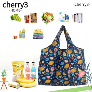 Cherry3 กระเป๋าช้อปปิ้ง ผ้าโพลีเอสเตอร์ แบบหนา กันน้ํา จุของได้เยอะ แบบพกพา สําหรับผู้หญิง