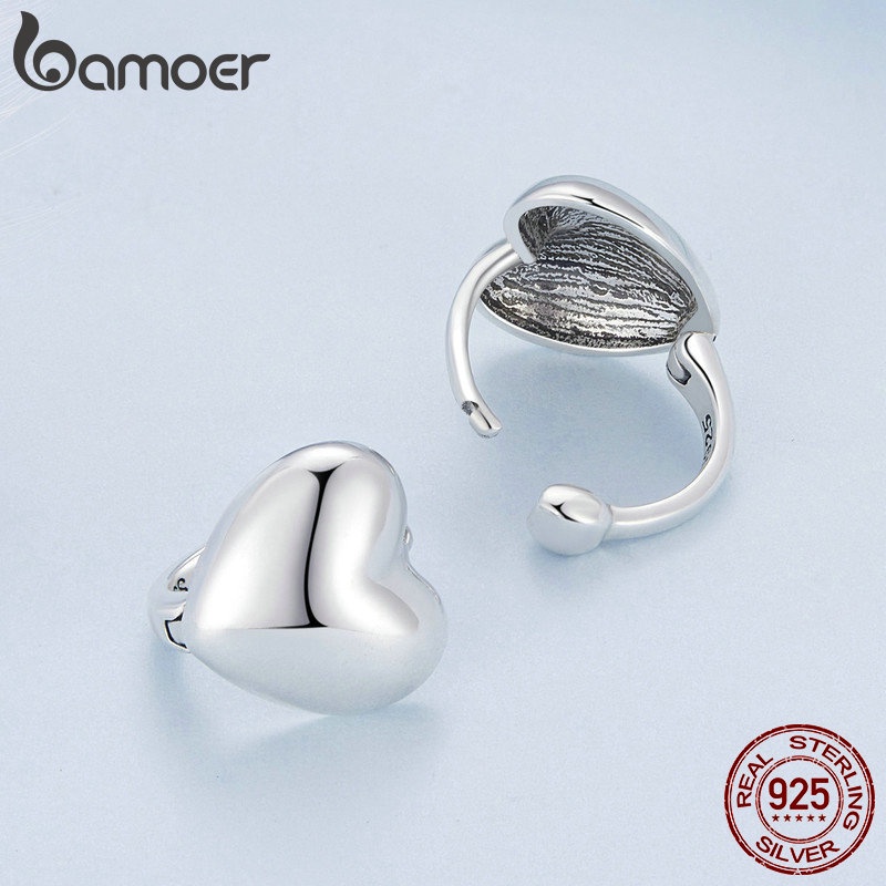 bamoer-ต่างหูเงินแท้-925-รูปหัวใจ-เรียบง่าย-ของขวัญ-สําหรับผู้หญิง