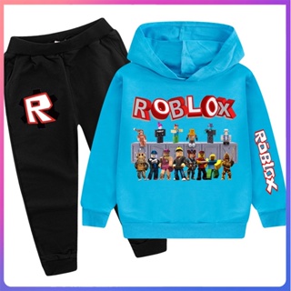 Roblox เสื้อฮู้ดดี้ กางเกงกีฬา ลําลอง แฟชั่นสําหรับเด็กผู้ชาย และเด็กผู้หญิง 2 ชิ้น
