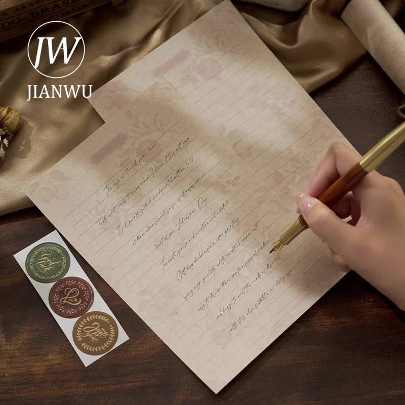 jianwu-ชุดเครื่องเขียน-ซองจดหมาย-ลายตัวอักษร-จากอดีต-สไตล์วินเทจ-diy-สําหรับตกแต่ง