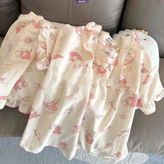 SANRIO ชุดนอน พิมพ์ลายเจ้าหญิงน่ารัก สไตล์เกาหลี เหมาะกับฤดูร้อน สําหรับเด็กผู้หญิง [BL]