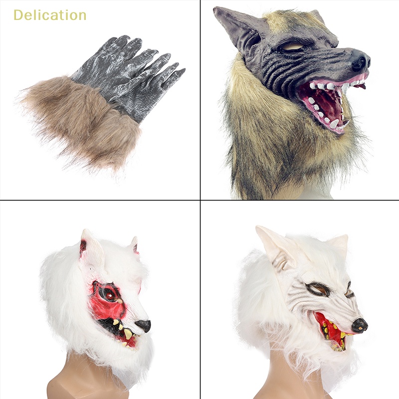 delication-หน้ากากหัวหมาป่า-ถุงมือหมาป่า-น่ากลัว-สําหรับปาร์ตี้ฮาโลวีน