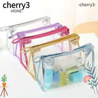 Cherry3 กระเป๋าเครื่องสําอาง PVC พลาสติก แบบพกพา สําหรับผู้หญิง