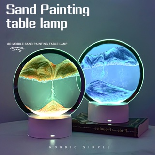 โคมไฟตั้งโต๊ะ แบบไดนามิก รูปนาฬิกาทรายดูด 3D หลากสีสัน สําหรับตกแต่งห้องนอน