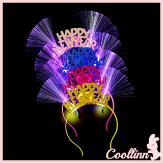 Coo ที่คาดผมไฟเบอร์ LED ลายตัวอักษร Happy New Year สําหรับผู้หญิง