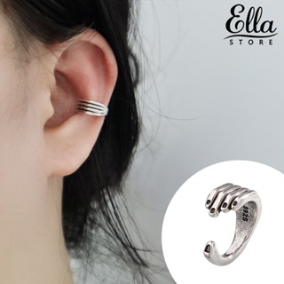 Ellastore123 ต่างหูสเตนเลส ทองแดง รูปมือ สไตล์ฮิปฮอป น้ําหนักเบา ไม่ต้องเจาะ สีพื้น 1 ชิ้น