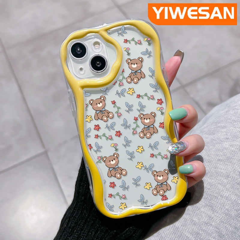 เคสโทรศัพท์มือถือแบบนิ่ม-ใส-กันกระแทก-ลายการ์ตูนหมี-ดอกไม้-สีครีม-สําหรับ-samsung-galaxy-a13-a13-5g-a04s-a14