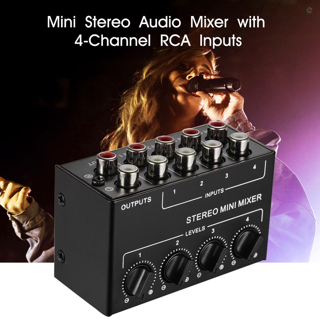 audioworld-เครื่องมิกเซอร์เสียงสเตอริโอ-ขนาดเล็ก-พร้อม-4-ช่องสัญญาณ-rca-อินพุตแยก-ควบคุมระดับเสียง-เปลือกโลหะเต็มรูปแบบ