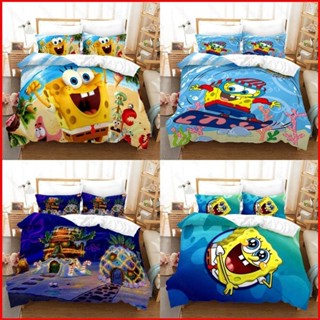 Fash SpongeBob ชุดเครื่องนอน ผ้าปูที่นอน ปลอกหมอน ปลอกหมอน บ้าน ห้องนอน หอพัก ล้างทําความสะอาดได้ ชุดป๊อป