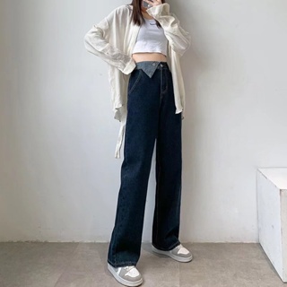 Solenne  กางเกงขายาว กางเกงยีสน์ผู้หญิง ทรงหลวม ๆ ตรง Retro Hip Hop Pants 2023 NEW Style  Stylish Beautiful fashion สไตล์เกาหลี A97L86K 36Z230909