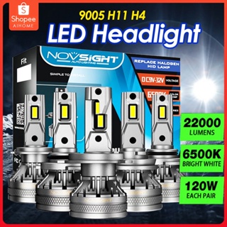 NovSight N37 led ไฟหน้ารถยนต์ H4 9005 HB3 H11 120W 22000Lm Auto Headlamp ไฟตัดหมอกคู่หนึ่งปลั๊กแอนด์เพลย์ Super Bright