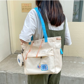 กระเป๋าถือ กระเป๋าสะพายไหล่ ผ้าไนล่อน ทรงโท้ท ขนาดใหญ่ จุของได้เยอะ สไตล์เกาหลี และญี่ปุ่น มี 3 สี สําหรับผู้หญิง