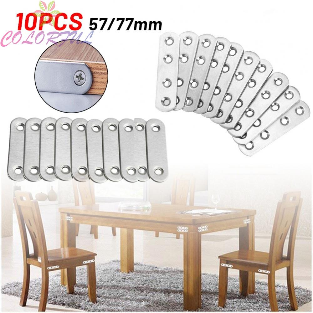 colorful-10pcs-stainless-steel-heavy-duty-straight-flat-plate-bracket-connector-furniture