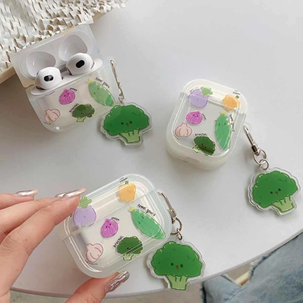 เคสหูฟังบลูทูธไร้สาย-แบบนิ่ม-ลายผักน่ารัก-พร้อมพวงกุญแจ-สําหรับ-airpods-pro-2-air-pods-1-2-3-airpod