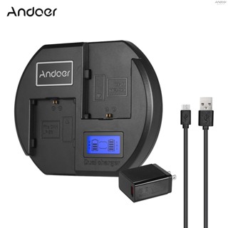 Andoer Fast Charger Dual-channel Camera Battery Charger with US Quick Charging Adapter Digital LCD Display USB Input for  LP-E6 Battery Replacement for  EOS 60D 70D 80D 6