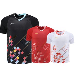 Li Ning 2023 ใหม่ ชุดแบดมินตัน รุ่นแข่งขัน แห้งเร็ว ระบายอากาศ เสื้อวัฒนธรรม ด้านบน เสื้อวอลเลย์บอล ชุดเทนนิส สําหรับผู้ชาย และผู้หญิง