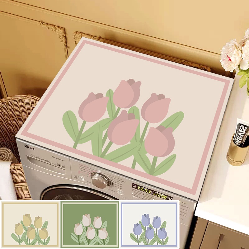 ins-ผ้าคลุมเครื่องซักผ้า-กันฝุ่น-สร้างสรรค์-เตาอบไมโครเวฟ-แผ่นลายดอกไม้-ข้างเตียง-โต๊ะ