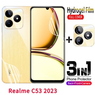 3in1 ฟิล์มไฮโดรเจลนิ่ม กันรอยหน้าจอ ด้านหลัง กันรอยกล้อง สําหรับ Realme C53 2023 C53 C 53 53C 2023 4G 5G
