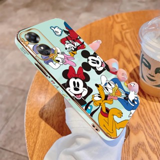 เคส OPPO A17 A17K A36 A76 A96 A57 A77 2022 4G A58 A78 A98 5G เคสโทรศัพท์มือถือแบบนิ่ม ขอบสี่เหลี่ยม ลายมิกกี้เมาส์ หรูหรา