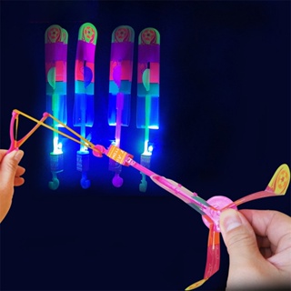 Amazing Light Toy Arrow Rocket Helicopter Flying Toy LED Light Toys Party Fun Gift Rubber Band Catapult