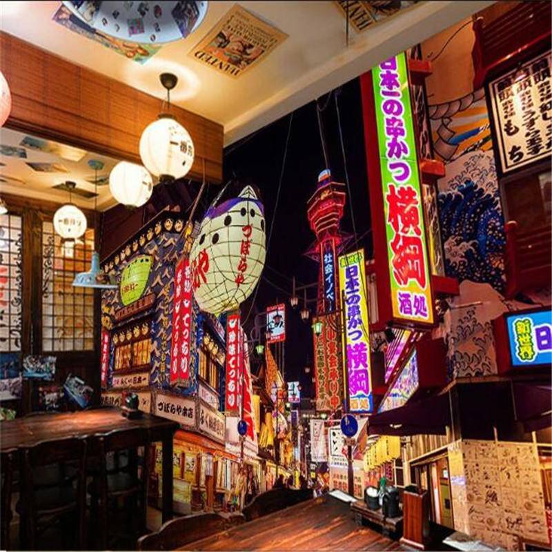 วอลเปเปอร์ติดผนัง-ฉากถนนญี่ปุ่น-อิซากายะ-ซูชิ-บาร์-ภาพพื้นหลัง-ภาพจิตรกรรมฝาผนัง-ร้านอาหารญี่ปุ่น-ตกแต่งอุตสาหกรรม-3d