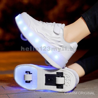 【[ส่งทันที!!!]】 รองเท้าผ้าใบ มีไฟกระพริบ LED 2 ล้อ เหมาะกับของขวัญ สําหรับเด็กผู้หญิง และผู้ใหญ่ 28-41 yxuo IB06