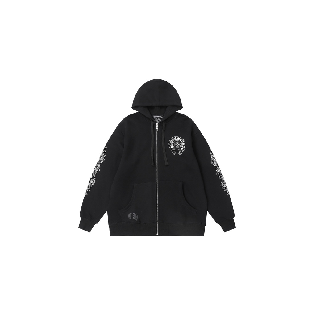 LDU9 Chrome Hearts romehea limited cross flower arm horseshoe Sanskrit hoodie sweater zipper