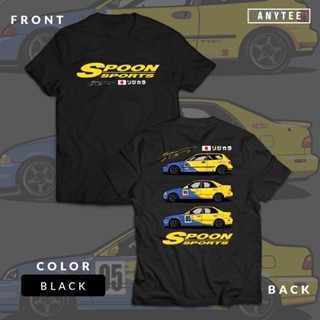 เสื้อยืดแขนสั้นการออกแบบเดิมHonda Civic Spoon SportsEG EK ESI JDM Japan Car Automotive T Shirt ANYTEEเสื้อยืดพิมพ์ลายรถส