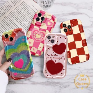 เคสโทรศัพท์มือถือนิ่ม ขอบหยัก ลายหมากรุกหัวใจ สีแดง 3D สําหรับ Samsung A04S A24 A23 A12 A50 A10s A04 A03s A13 A14 A30s A50s A02s A03 A52S A52 M12 A32