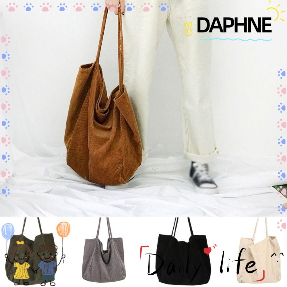 daphne-กระเป๋าช้อปปิ้ง-ผ้าฝ้าย-ผ้าลูกฟูก-ขนาดใหญ่-สีพื้น-สไตล์เรโทร-สําหรับผู้หญิง