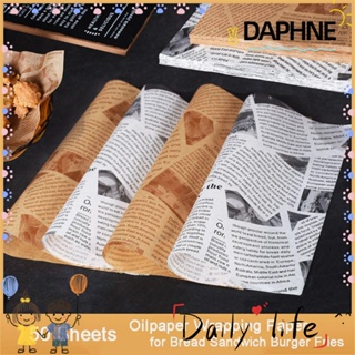 Daphne กระดาษห่อแซนวิช แซนวิช พิมพ์ลายภาษาอังกฤษ เกรดอาหาร หลากสี สไตล์เรโทร สําหรับอบขนมปัง คุกกี้ 50 แผ่น