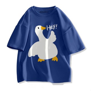 การ์ตูน เสื้อยืดแขนสั้นลายเป็ดน่ารักผ้าฝ้ายแท้ผู้ชายฤดูร้อน ชุดคู่