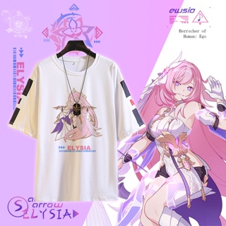 เสื้อยืดแขนสั้น พิมพ์ลาย Honkai Impact 3 Elysia สําหรับผู้ชาย