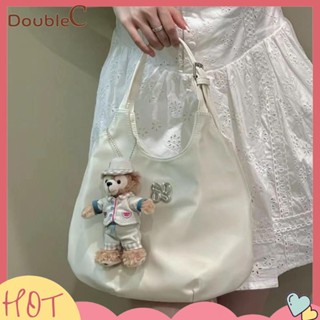 【Double C 】✿   กระเป๋าถือ กระเป๋าช้อปปิ้ง ผ้าไนล่อน ขนาดใหญ่ จุของได้เยอะ สีพื้น แบบเรียบง่าย หรูหรา สําหรับผู้หญิง