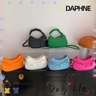 Daphne กระเป๋าถือ กระเป๋าสะพายไหล่ สะพายข้าง หนัง Pu ความจุสูง สีพื้น สําหรับสตรี