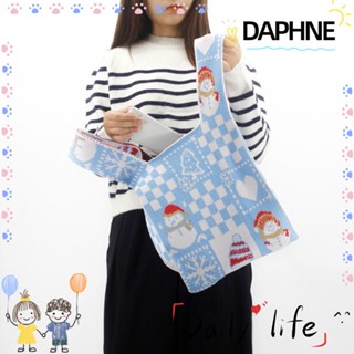 Daphne กระเป๋าถือ ผ้าถักนิตติ้ง ลายตารางหมากรุก ความจุสูง สําหรับผู้หญิง